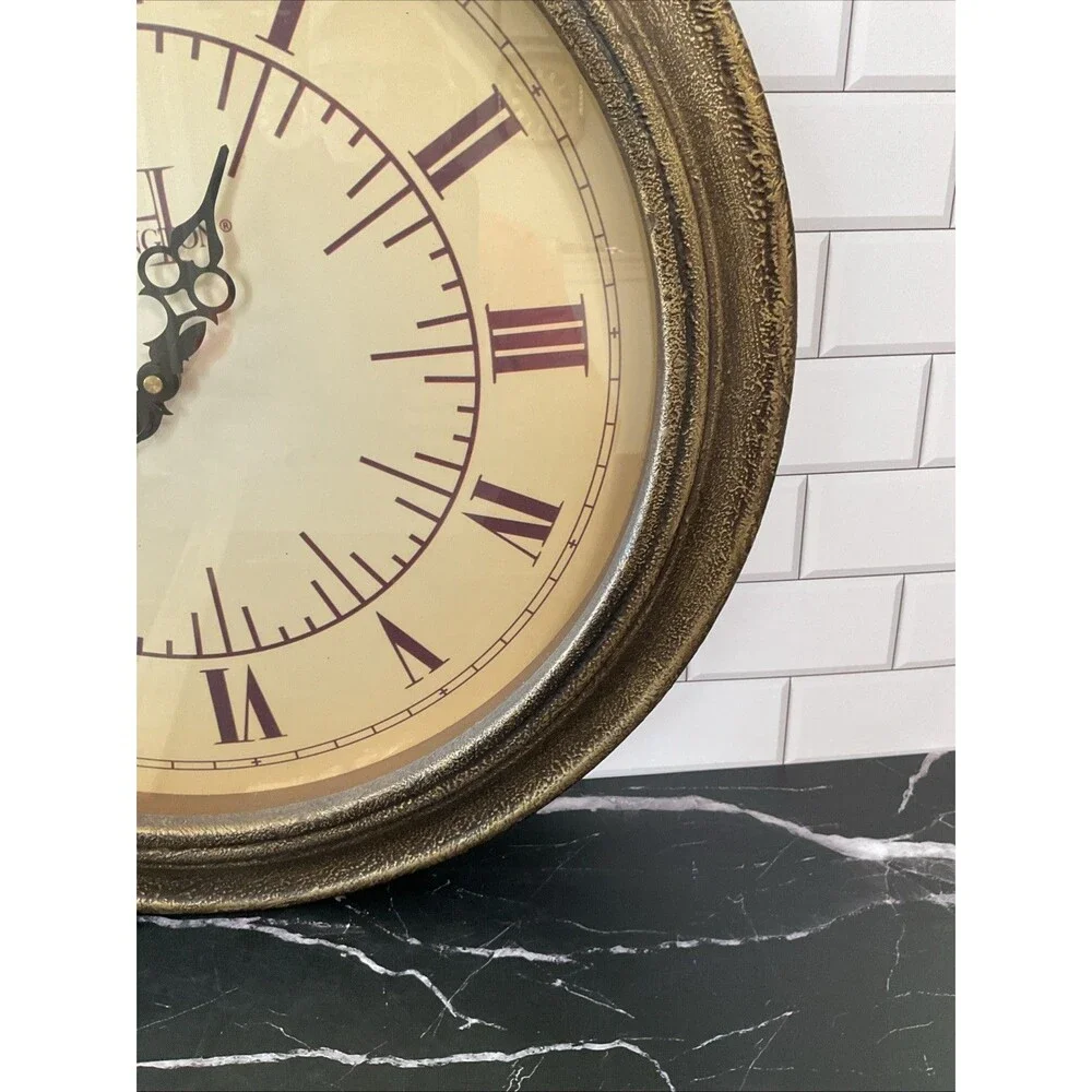 20” Wooden Deep Glass Wall Clock - Antique Style Brown Finish Wall Clock